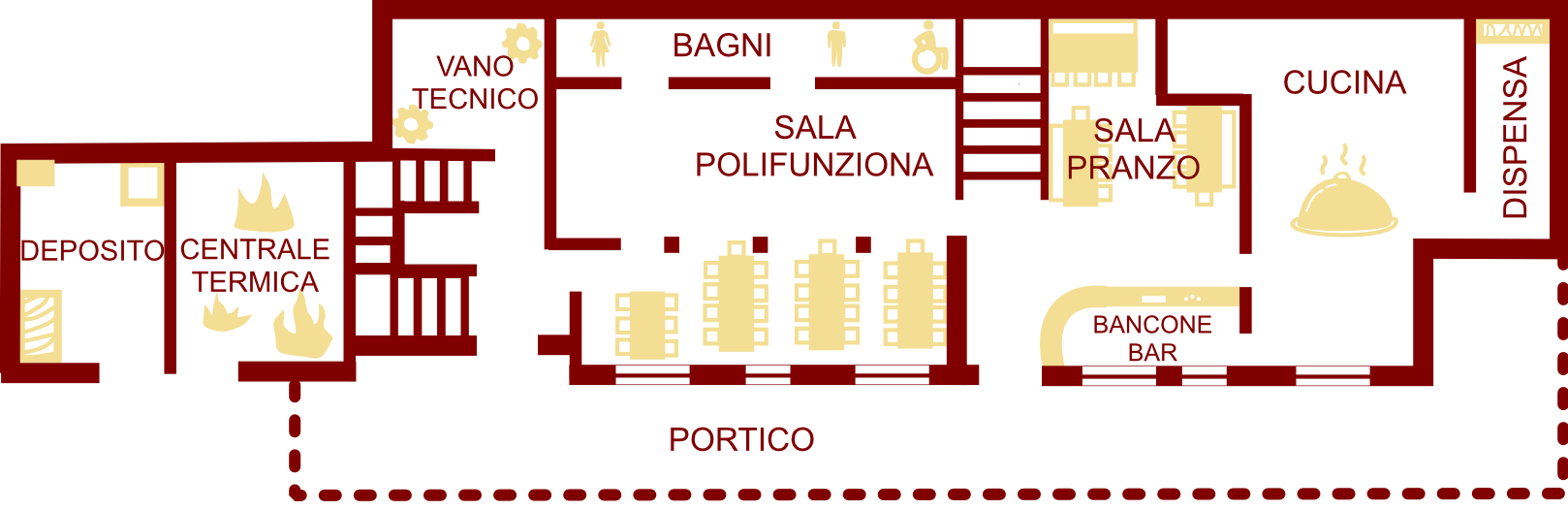 Piantina del piano terra, edificio a monte